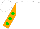 Silk - White, orange horse, green dots on orange slvs