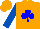 Silk - Orange,  orange maple leaf on blue shamrock, royal blue sleeves, orange cap