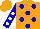 Silk - Orange, blue dots, white dots on blue sleeves