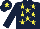 Silk - Dark blue, yellow stars, dark blue sleeves, yellow star on cap