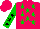 Silk - Fuchsia, green stars, green sleeves, black stars,