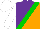 Silk - Purple,orange diagonal halves,green sash,white sleeves,cap