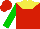 Silk - Red, yellow yoke, green sleeves