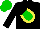 Silk - Black,green diamond,yellow horseshoe,sleeves,green cap