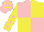 Silk - Pink & yellow quartered, yellow sleeves, pink stars, pink cap, yellow stars