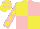 Silk - Yellow and pink quartered, pink sleeves, yellow diamonds, yellow cap with pink stars