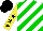 Silk - White, green diagonal stripes, yellow sleeves, black stars black cap,