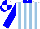 Silk - White, light blue stripes, dodger blue collar, sleeves white, dodger blue stripes, cap dodger blue, white quartered