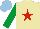 Silk - Beige, red star, emerald green sleeves, light blue cap