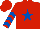 Silk - RED, royal blue star, royal blue chevrons on sleeves, red cap