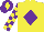 Silk - Yellow, purple diamond, check sleeves, purple cap, yellow diamond