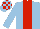 Silk - light blue, red stripe, checked cap