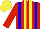 Silk - Red, yellow stripes, blue braces, yellow cap