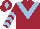 Silk - Maroon, light blue chevron, light blue chevrons on sleeves, light blue diamond on cap