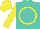 Silk - Turquoise, yellow circle, yellow sleeves, yellow cap