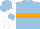 Silk - light blue, orange hoop, light blue armbands on white sleeves