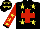 Silk - Black, red cross, yellow stars, red sleeves, yellow stars, black cuffs, cap, yellow stars