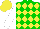 Silk - Green and yellow diamonds, white sleeves, ruah ranch emblem on back, mat cap