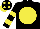 Silk - Black, yellow disc, hoops sleeves, black cap, yellow spots cap, yellow peak