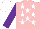 Silk - Pink,white stars,purple sleeves,white cap,pink circle