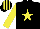 Silk - Black, yellow star, sleeves black, yellow hooped, cap black, yellow stripes