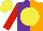 Silk - Purple,orange halved,yellow disc,red sleeves,yellow cap