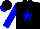 Silk - Black, blue star, sleeves black, blue hooped, cap black, blue peak