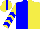 Silk - blue and yellow halved, blue chevrons on yellow sleeves, blue stripe on yellow cap