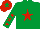 Silk - Emerald green, red star, emerald green sleeves, red stars, red cap, emerald green star