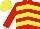 Silk - RED, yellow chevrons, red sleeves, yellow cap