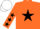 Silk - Orange, Black star and stars on sleeves, White cap