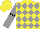 Silk - Yellow and grey diamonds, black diamond hoop on grey sleeves
