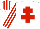 Silk - white, red cross of lorraine, white sleeves, red stripes, white cap, red stripes