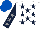 Silk - White, dark blue stars, dark blue sleeves, grey stars, royal blue cap