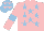 Silk - Pink, light blue stars and armlets, light blue cap, pink stars