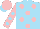Silk - Sky blue, pink spots, sky blue spots on pink sleeves, pink cap, sky blue peak