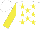 Silk - White, yellow stars, 'ten to win', and sleeves, white cap