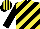 Silk - black, yellow diagonal stripes, black sleeves, black cap, yellow stripes