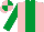 Silk - Pink, emerald green stripe, sleeves and quartered cap
