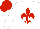 Silk - White, red fleur de lys, red cap