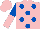 Silk - Pink, royal blue spots, royal blue and pink halved sleeves