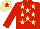 Silk - Red, beige stars, red sleeves, beige cap, red star