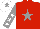 Silk - Red, grey star, grey sleeves, white stars, white cap, grey star