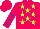 Silk - Fuchsia, lime green stars, fushia and purple stars on sleeves