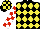 Silk - Black & yellow diamonds, red & white checked sleeves, black & yellow checked cap