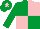 Silk - Emerald green and pink (quartered), emerald green sleeves, emerald green cap, pink star