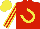 Silk - Red, yellow horseshoe, striped sleeves, yellow cap