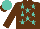 Silk - Brown, turquoise stars, turquoise cap, brown visor