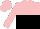 Silk - pink and black halved horizontally, pink sleeves and cap