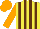 Silk - yellow, brown stripes, orange sleeves, orange cap